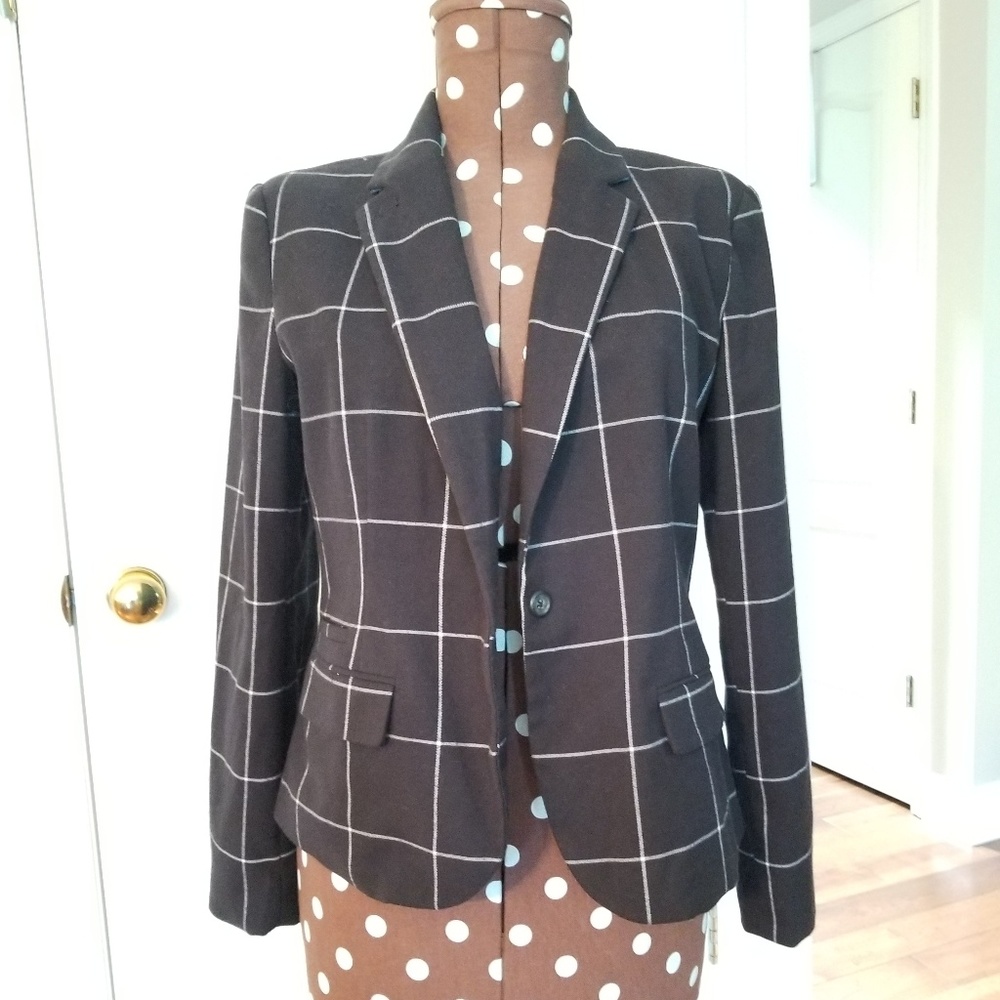 Black & white plaid blazer, Merona, sz 12